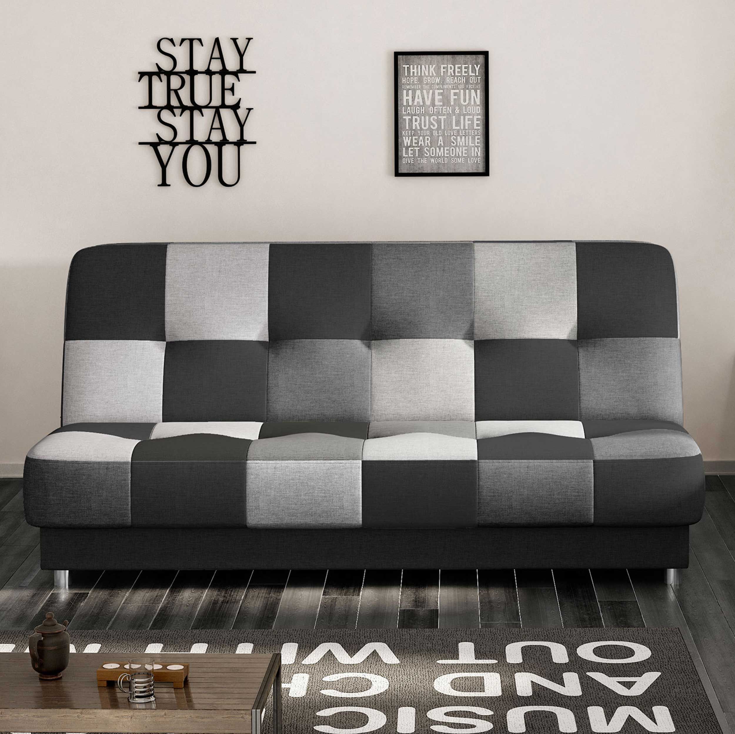 Canapé-lit Massimo | 90 x 190 cm | Noir et blanc