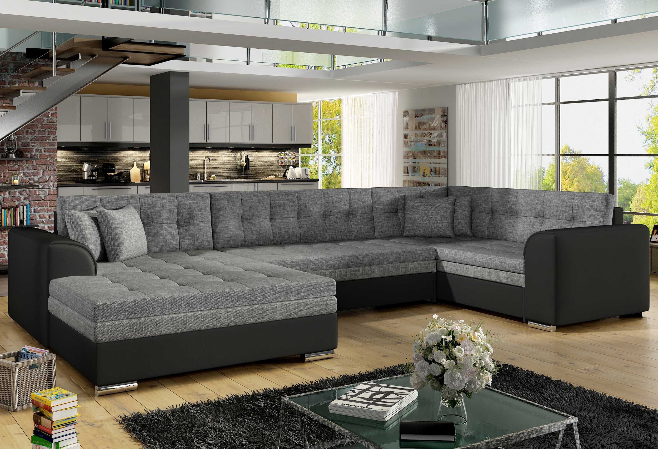 Canapé d'angle Dario | 338 x 189 x 78 cm | Gris