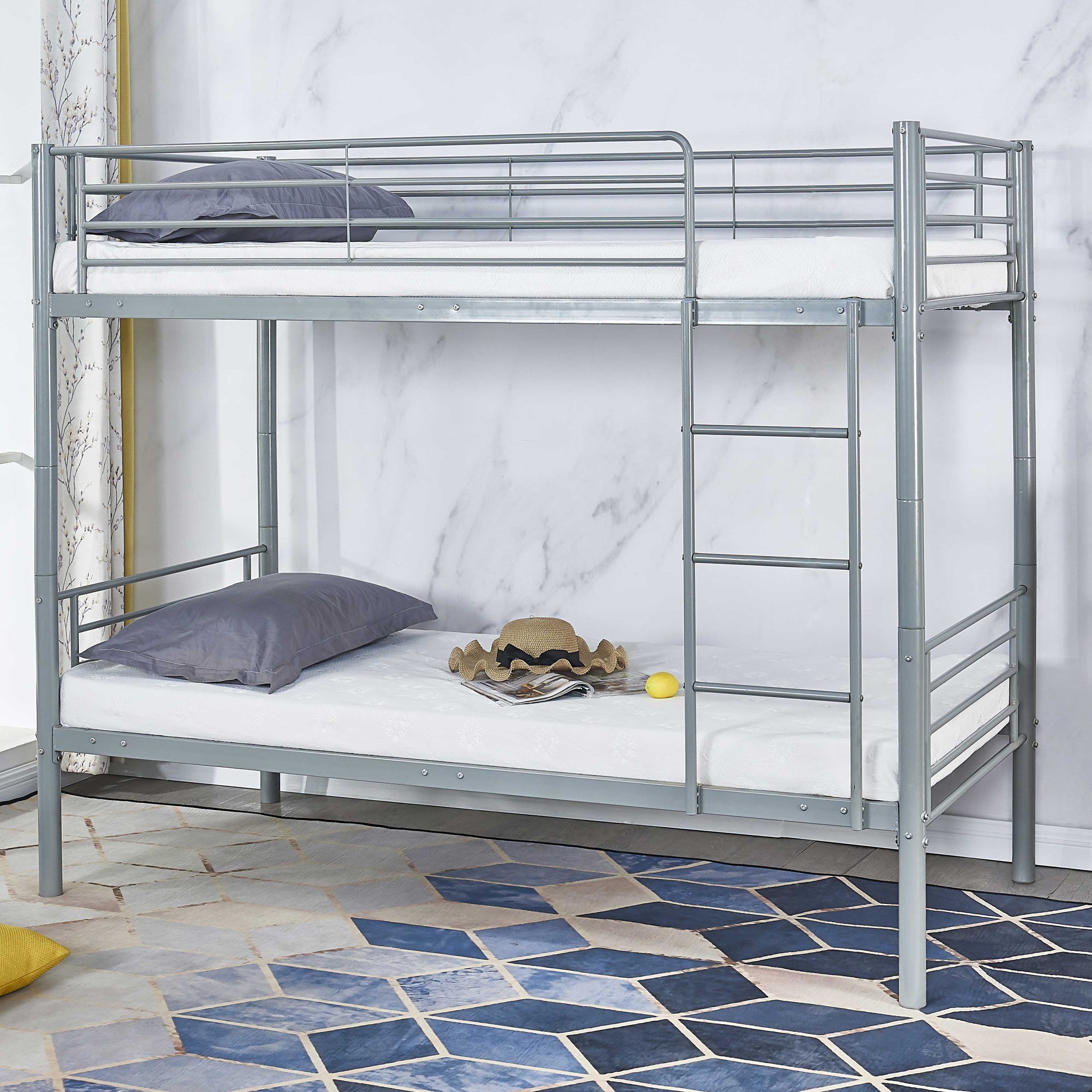 Lit superposé Dixie 90x200cm - métal - gris mat