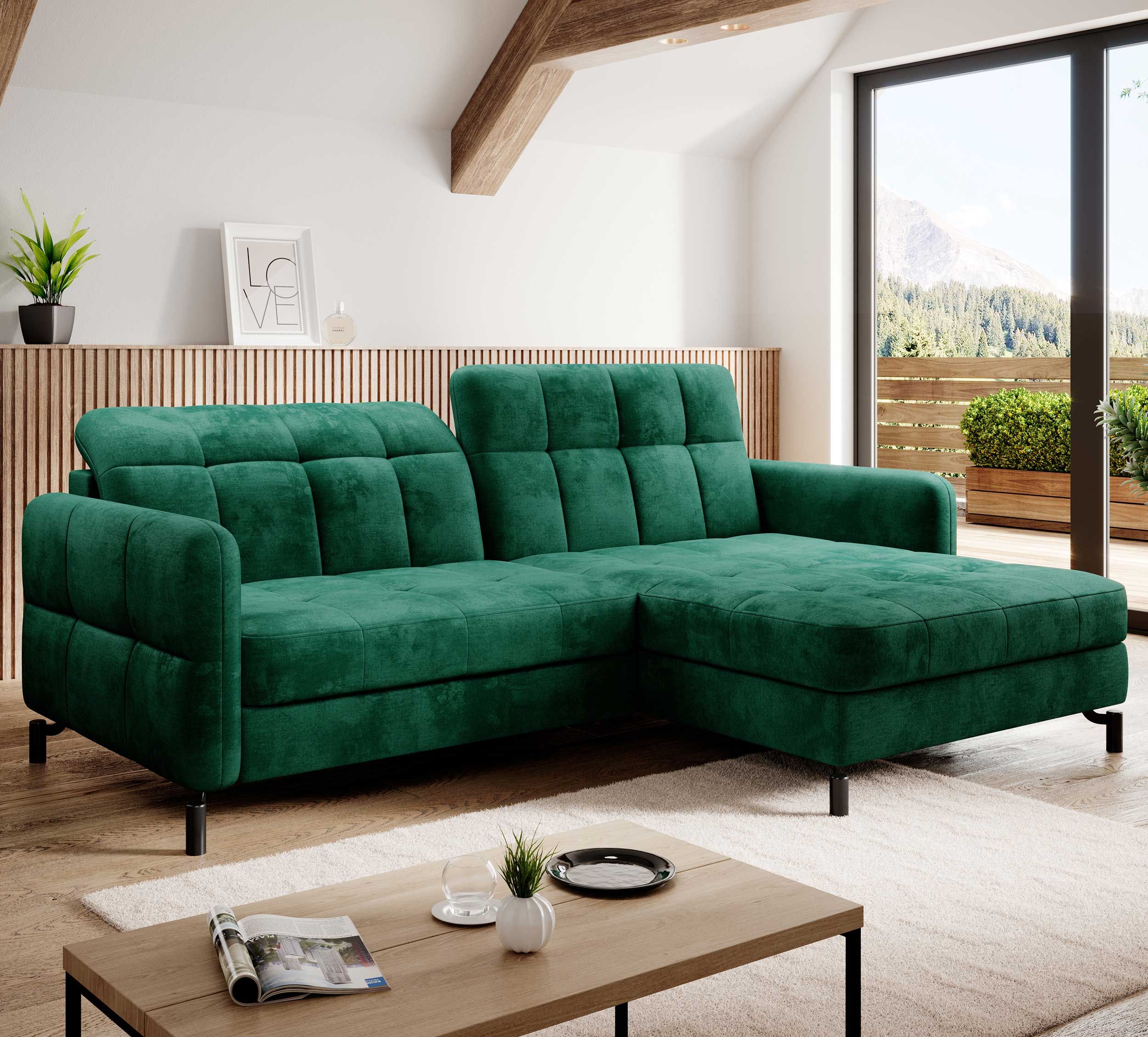 Siège d'angle Chory | 225 x 160 x 105 cm | Vert