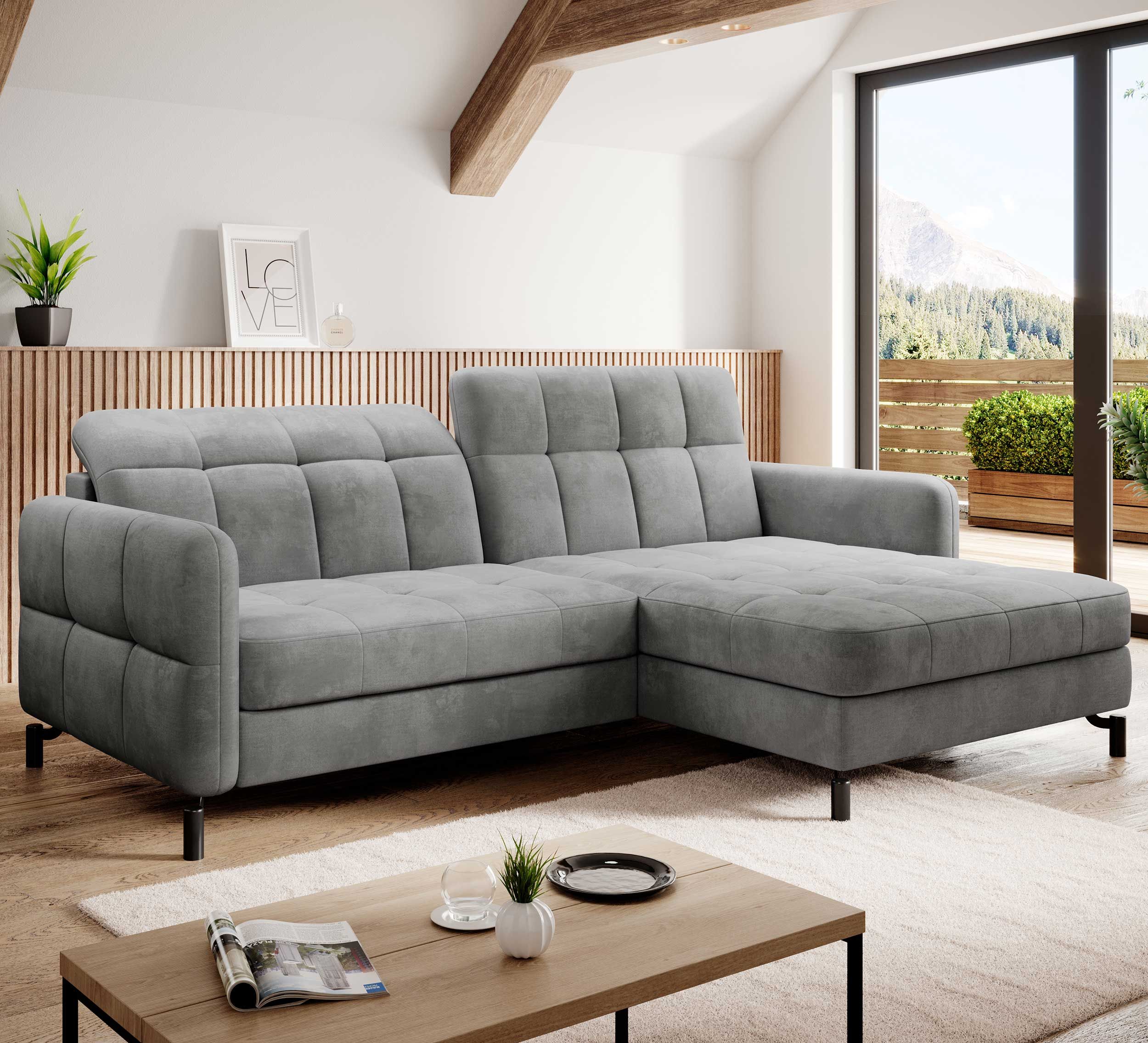 Canapé d'angle Chory | 225 x 160 x 105 cm | Gris