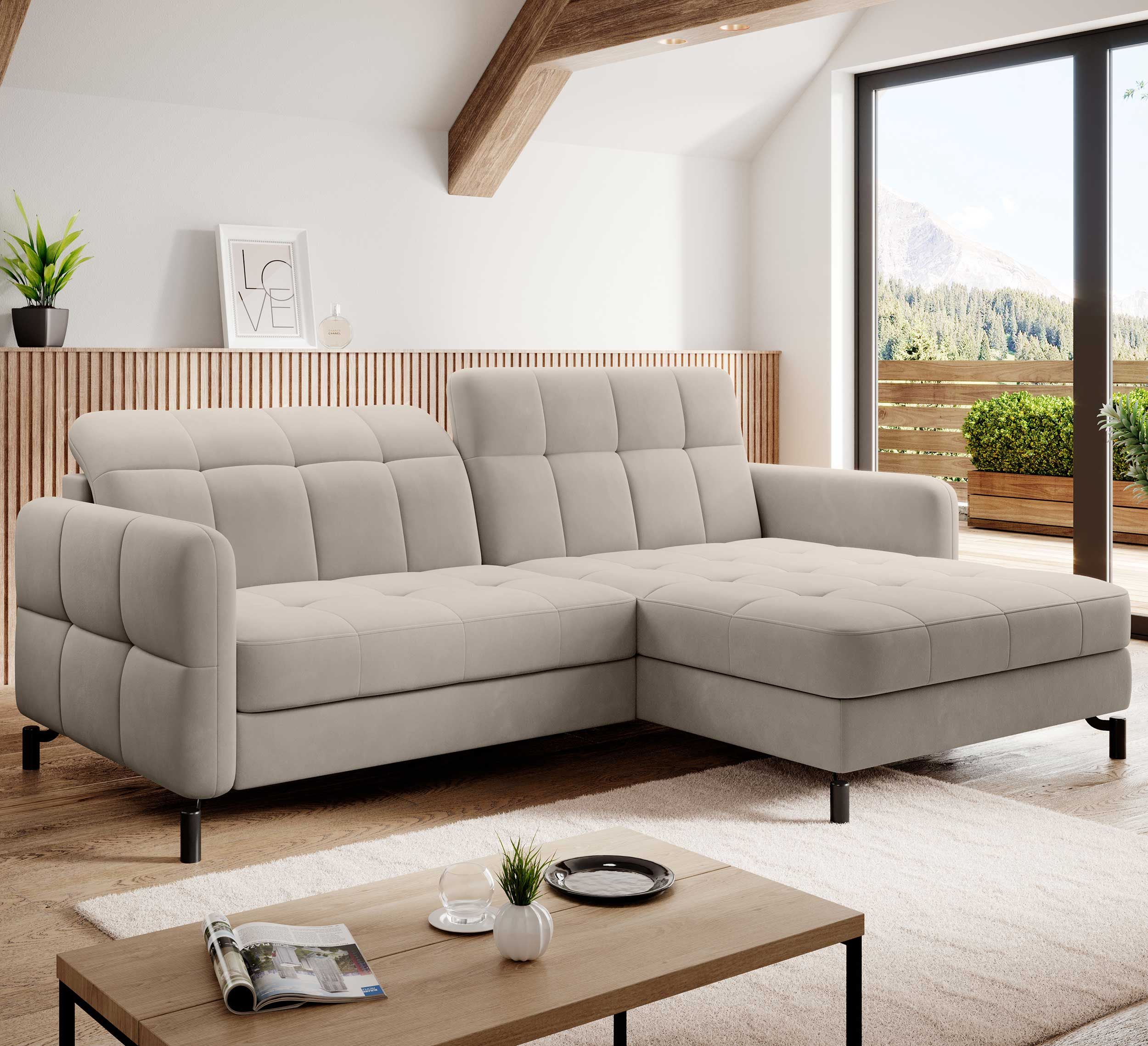 Canapé d'angle Chory | 225 x 160 x 105 cm | Beige