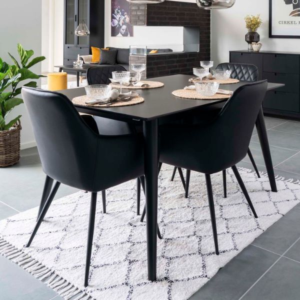 Chaise de salle à manger Harbo en PU noir HN1223