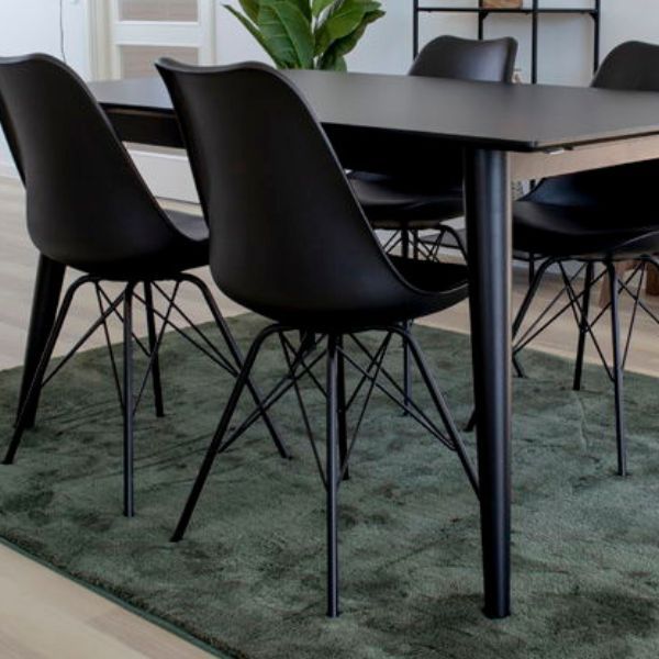 Chaise de salle à manger Oslo - Vert et noir | Cuir PU et pieds en métal