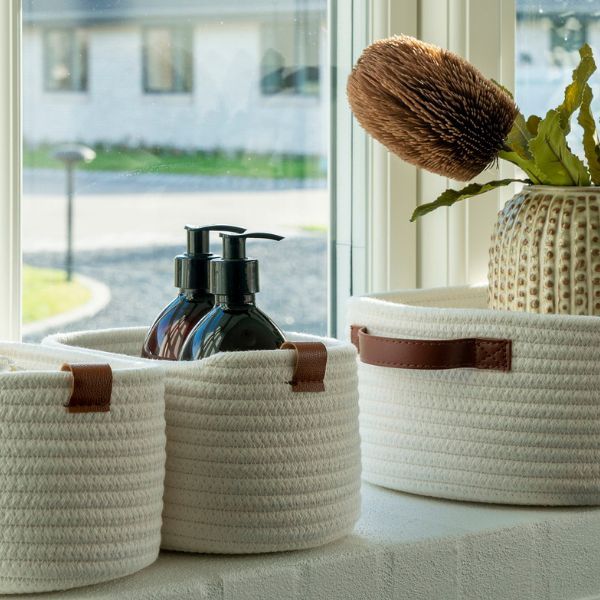 Paniers Jarana en coton blanc - Lot de 3