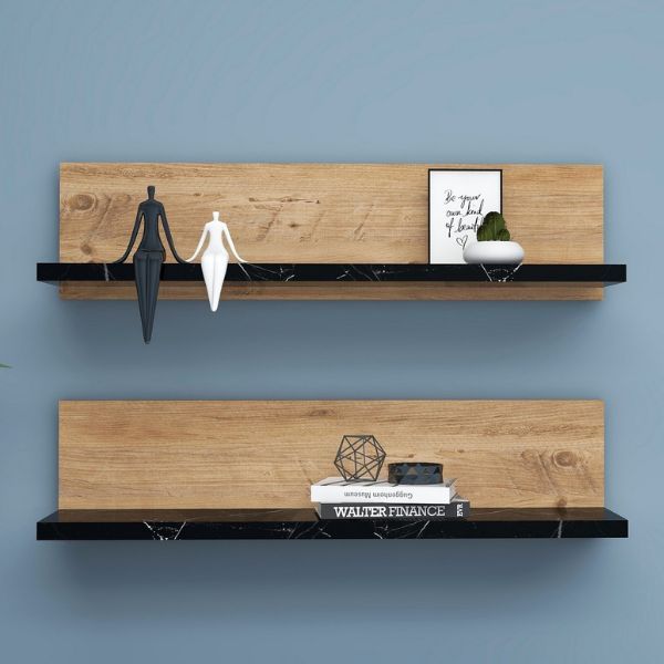 Set d'étagères murales Woody Fashion | 60 x 13 x 15 cm | Atlantic Pine Black