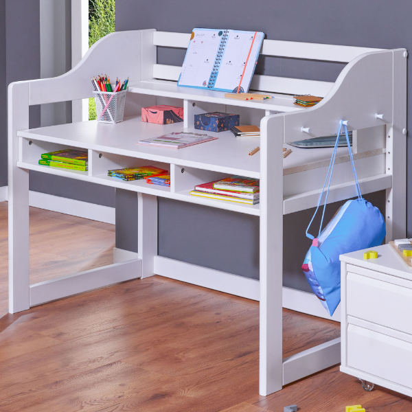 Bureau d'enfants réglable Dasha - bois pin laqué blanc