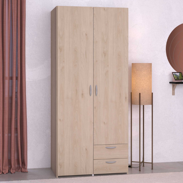 Armoire Salvador avec 2 portes & 2 tiroirs - chêne Jackson