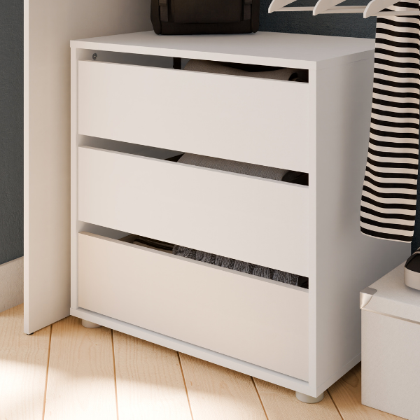 Commode Blokty - 60x40x58.10 cm - Blanc/Archivage