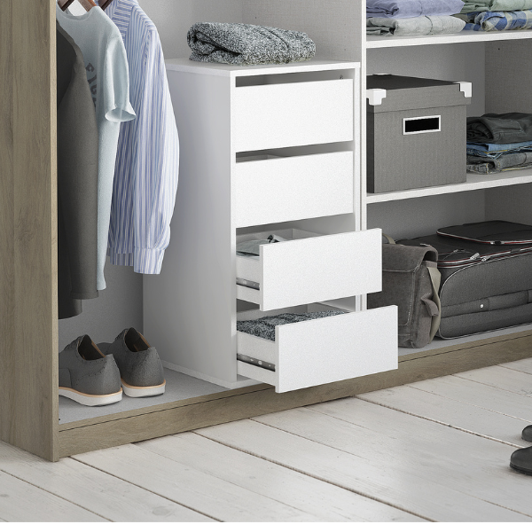 Commode Blokty - 396x39.30x76.30 cm - Blanc/Panneau d'aggloméré