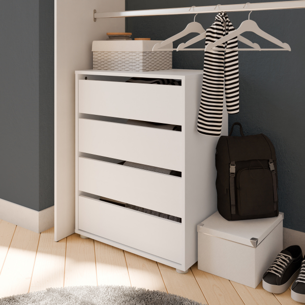 Commode Blokty - 396x60x76.30 cm - Blanc/Chipboard