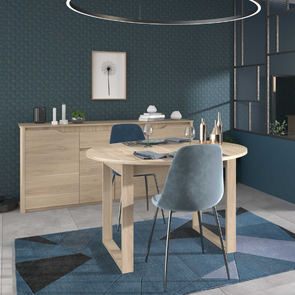 Salle à manger Wendy: enfilade, table à manger - décor chêne