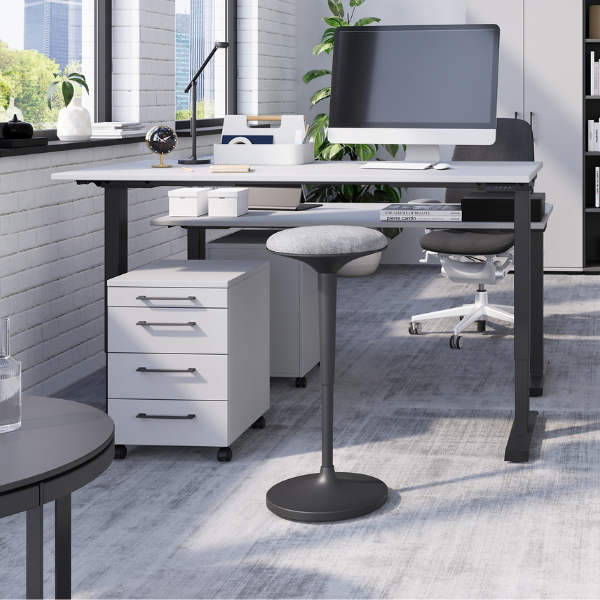 Bureau Presley 160cm réglable en hauteur - gris clair/anthracite