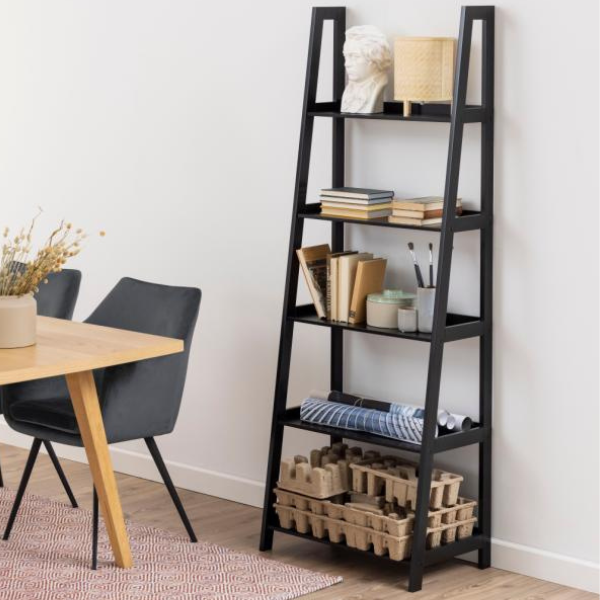Bibliothèque Wally avec 5 étagères - noir