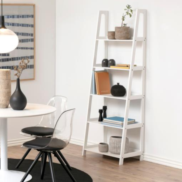 Bibliothèque Wally avec 5 étagères - blanc