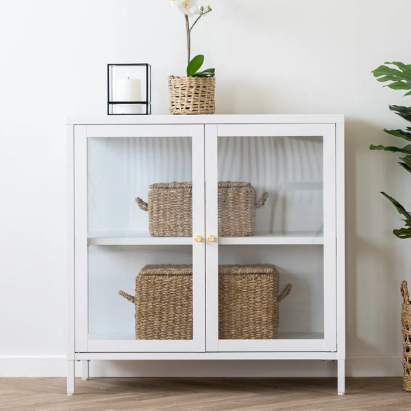 Bogra Ensemble de paniers en fer et en gazon naturel, lot de 2