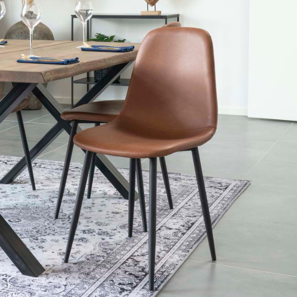 Chaise de salle à manger Stockholm - marron, style vintage