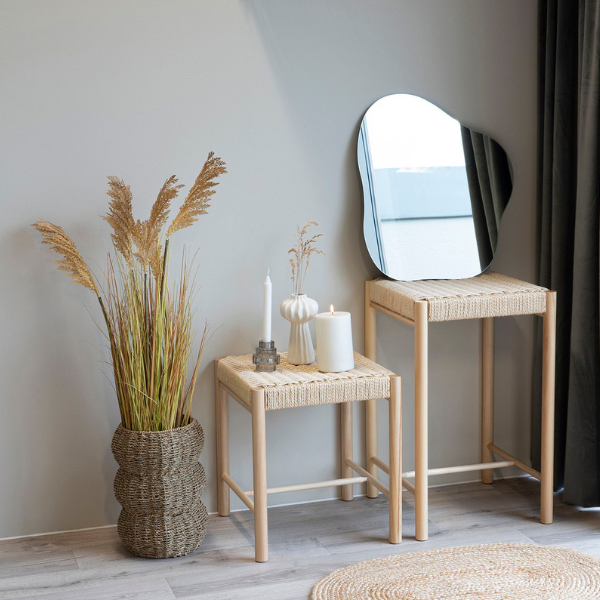 Tabouret Abano en osier naturel - Bois de peuplier