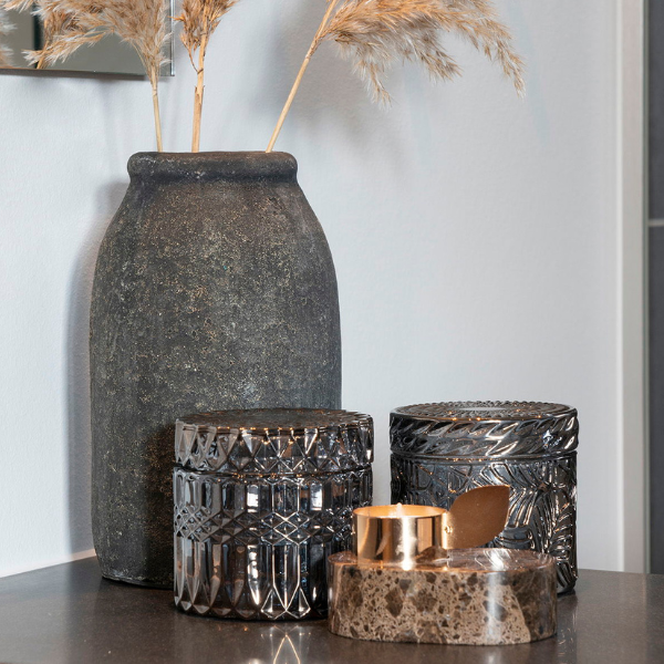 Set de bocaux en verre fumé - Ø9x8,5 cm, Set de 2