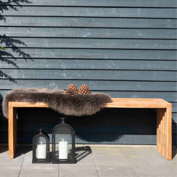 Banc en bois de teck naturel - 140x35x48 cm