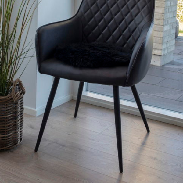 Siège en peau d'agneau - Noir véritable Ø35cm