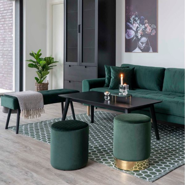 Canapé Lido 2,5 places en velours vert foncé