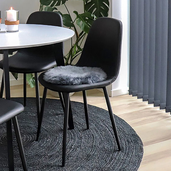 Siège en cuir d'agneau véritable gris Ø35 cm