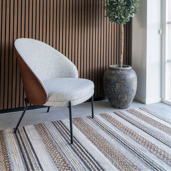 Tapis Morena tissé à la main en Nature/Gris - 160x230 cm