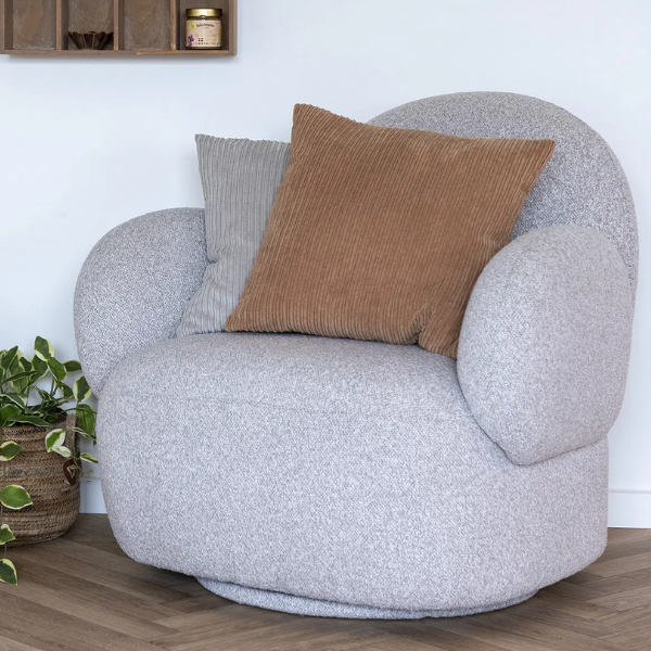 Chaise longue pivotante - Light Grey Bouclé HN1253
