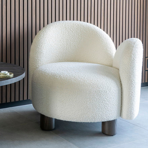 Chaise longue Honolulu blanche | Chaise longue ronde moderne en bouclette