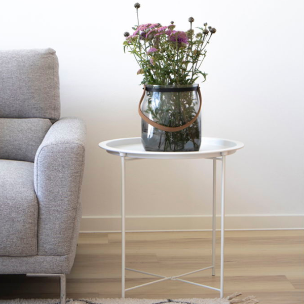 Table d'appoint Bastia en acier blanc - Ø47x50 cm