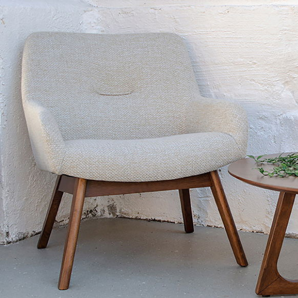 Chaise longue London - Tissu/Sable/Noyer