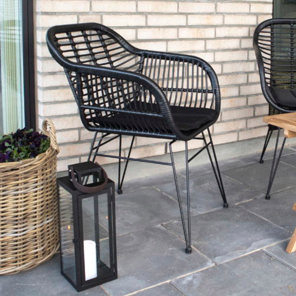 Fauteuil Trieste - Naturel avec coussin noir