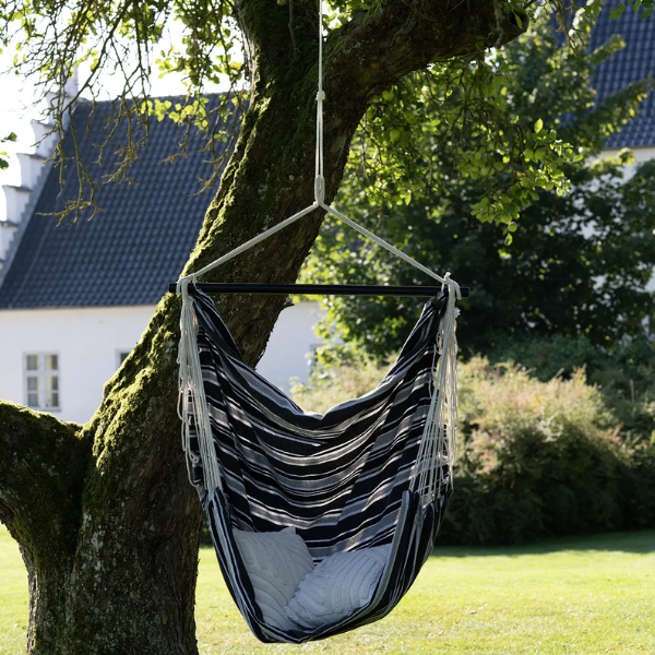 Chaise Hamac Lamia : Gris/Noir, polyester/coton, bois de mélèze