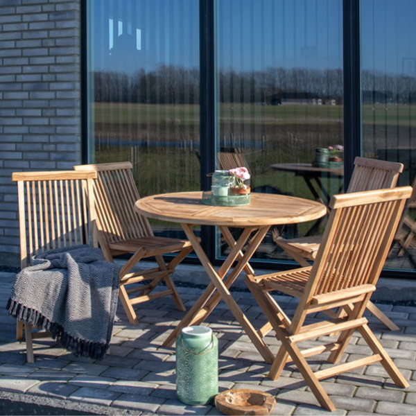 Table de salle à manger en teck Oviedo - Nature Inspired Ø100x75 cm