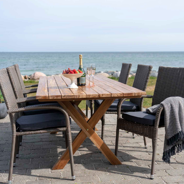 Table de salle à manger Murcia en teck - Nature Finish, 200x90x75 cm