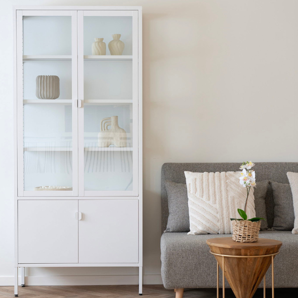 Vitrine Brisbane blanche, 4 portes