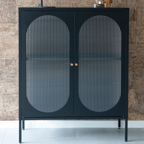 Vitrine Adélaïde noire 90x35x110 cm