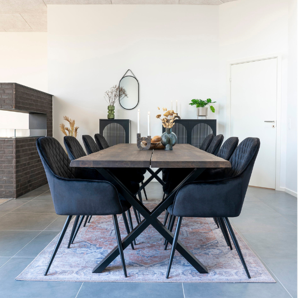 Tapis Chenille Polyester Havana - Bleu/Orange 200x300 cm