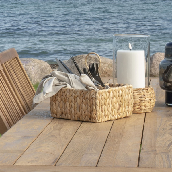 Boîte de rangement en jacinthe d'eau naturelle - 20x11x20 cm