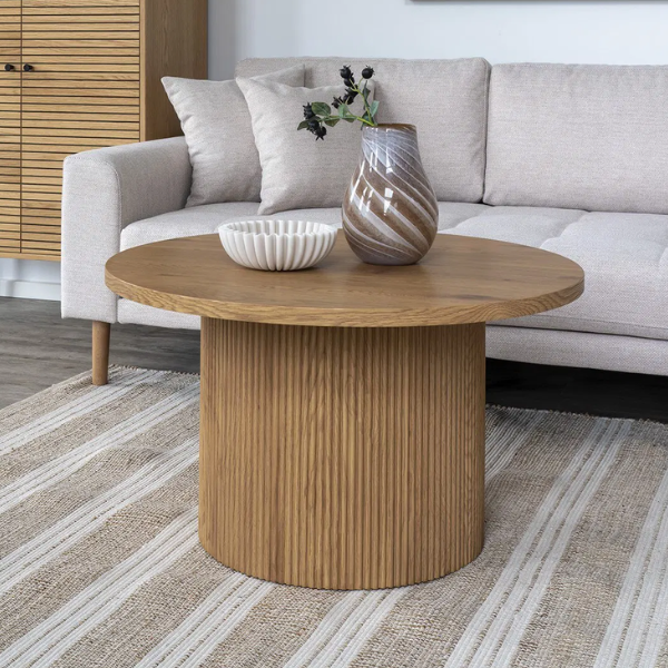 Boavista Table basse naturelle | Ø80x45 cm | MDF, Papier décor