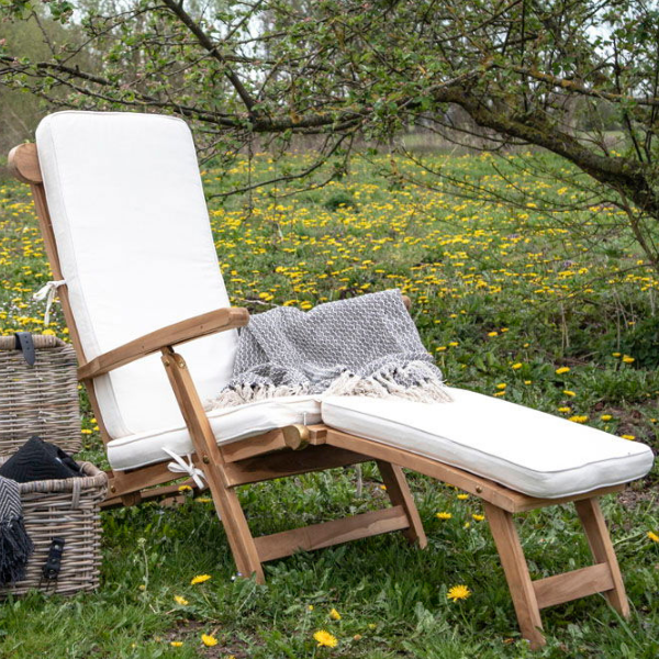 Coussin de chaise longue Arrecife - Coton blanc | Coussin confortable pour chaises longues