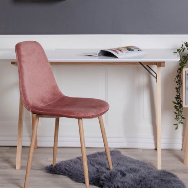 Bureau Vojens blanc - 120x60x75 cm | MDF, bois d'hévéa