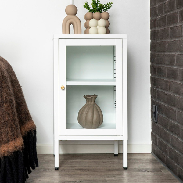 Armoire Dalby blanche avec porte en verre