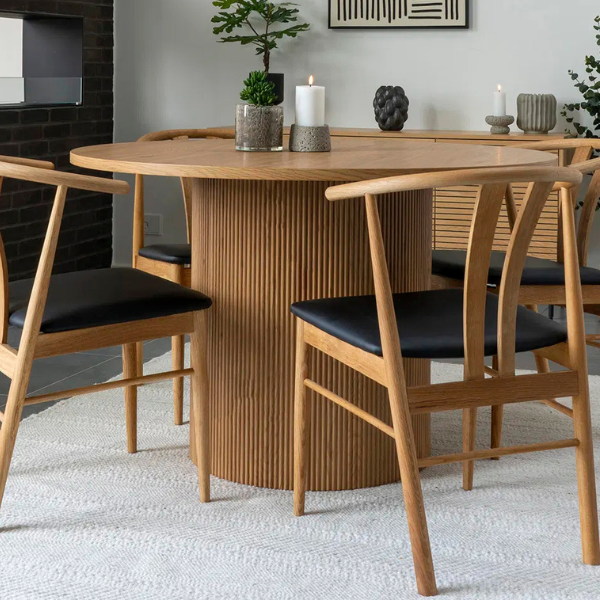 Table de salle à manger Boavista - Ø120x75 cm - décor chêne