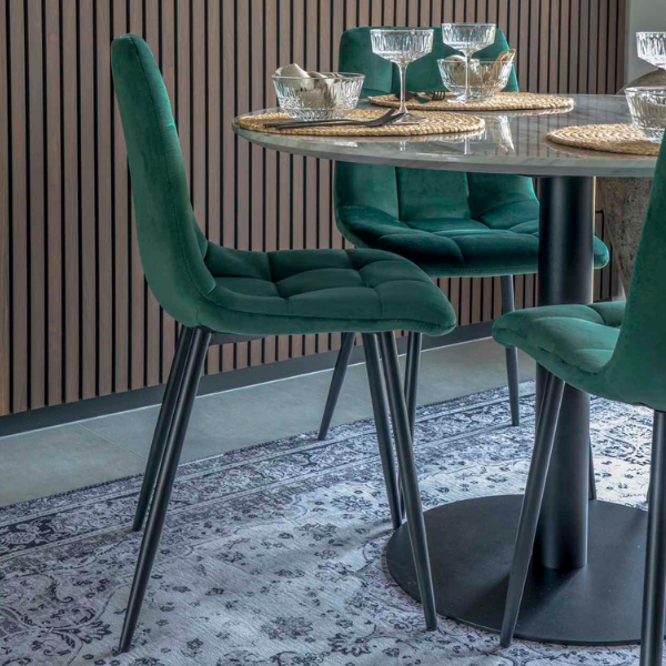 Chaise de salle à manger Middelfart - velours vert foncé
