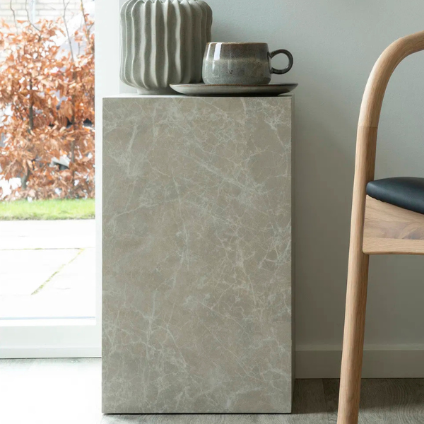 Table d'appoint Prague - 30x30x50 cm - aspect marbre