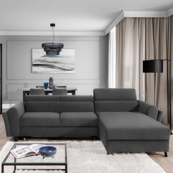 Balcab Home Canapé d'angle avec structure en hêtre - Anthracite