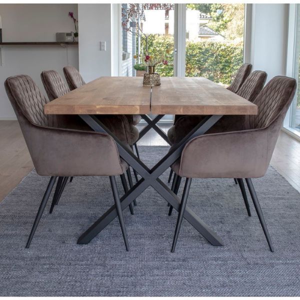 Chaise de salle à manger Harbo - velours brun clair