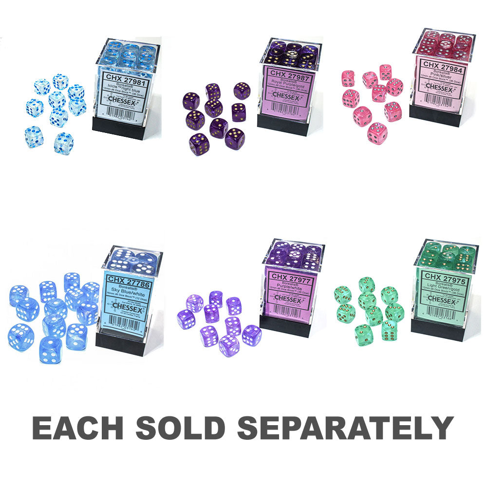 Borealis Chessex 12 mm D6 Bloc de dés lumineux